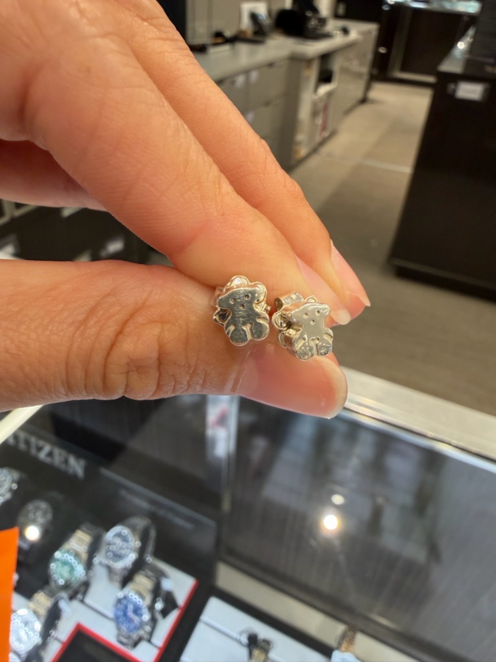 Tous 925 Silver Teddy Bear Stud Earrings - Silver